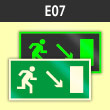 Знак E07 «Направление к эвакуационному выходу направо вниз» (фотолюминесцентный пластик ГОСТ Р 12.2.143–2009, 300х150 мм)